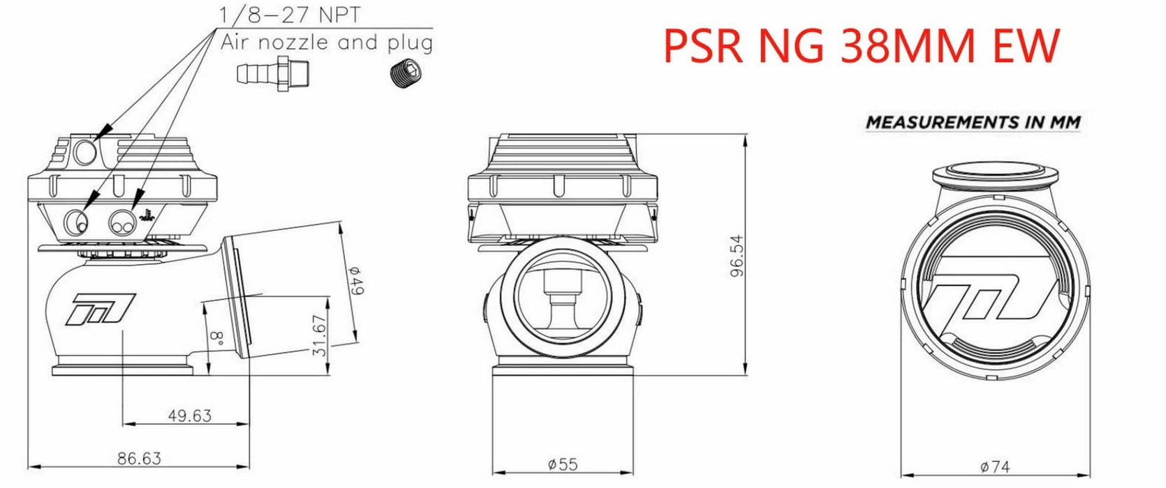 Pulsar Turbos NEW GENERATION WASTEGATE 38mm Dual V Band External Wastegate