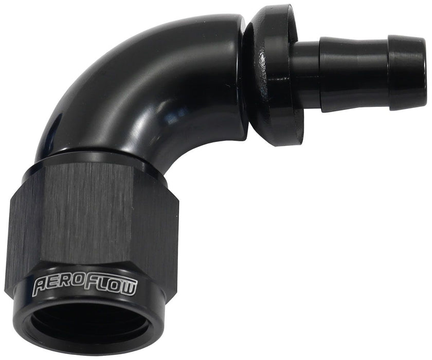 Aeroflow 05Blk 6An To 5 16 Barb 90 Deg Full AF513-06-05BLK