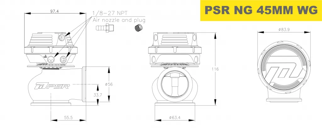 Pulsar Turbos NEW GENERATION WASTEGATE 45mm Vband External Wastegate