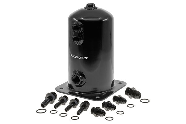 Raceworks 1.5L Surge Tank An-8 Single Outlet Black