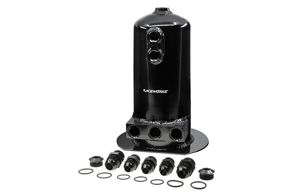 Raceworks 2.5L Surge Tank AN-8 Single/Dual Outlet Black