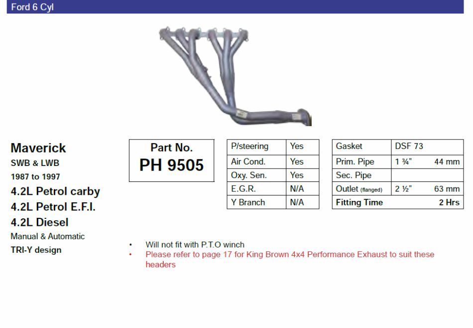 PACEMAKER HEADERS Nissan Patrol GQ-GU 4.2L Diesel, GQ 4.2L EFI Petrol with Cat Converter  TRI-Y