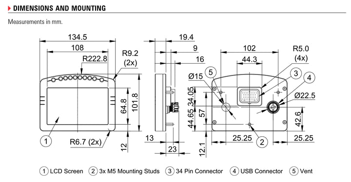 MoTec MOTEC 18060 - C125 COLOUR DISPLAY LOGGER