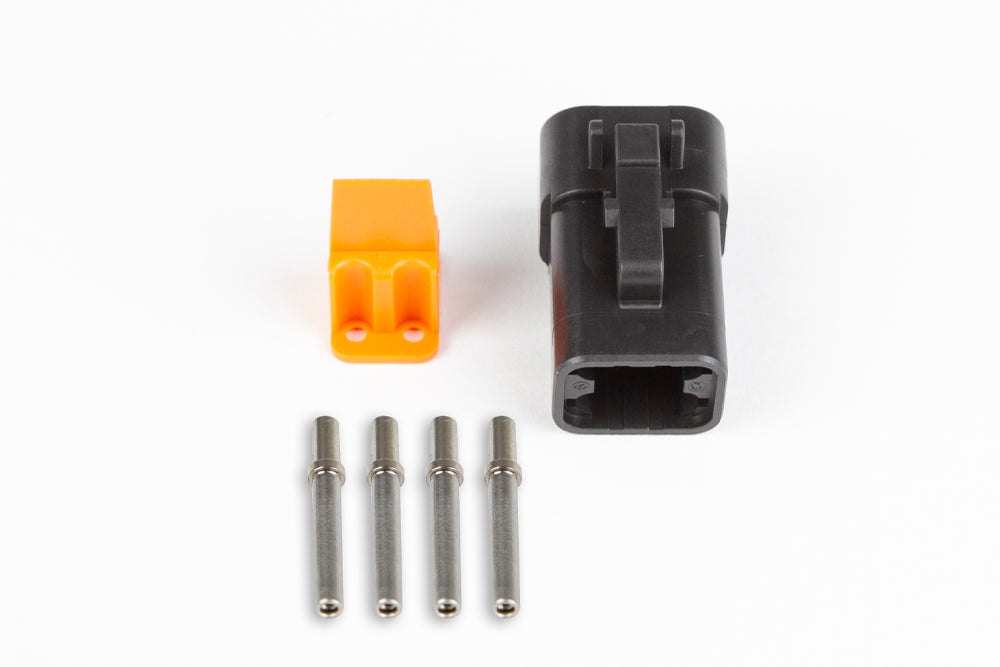 Haltech - Plug and pins only - Male Deutsch DTP-06-4S - Black connector (25Amp)  HT-031201