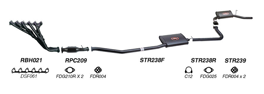 Redback Exhaust System to suit Ford Fairmont (01/1998 - 09/2002), Falcon (09/1998 - 09/2002)