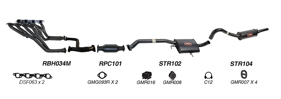 Redback Exhaust System to suit Holden Commodore (01/1988 - 01/1995), Calais (01/1989 - 1995)